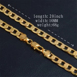 Gold Chain Rough Necklace Hot Long Necklace Fashion Jewelry 18 K 4/6/8/10MM 50cm 20inch Men Chain Necklace Wholesale