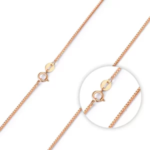 Real 14K Rose Gold Box Chain Necklace for Women Men Bijoux Femme Collares Mujer 45 Cm Necklace 14 K Rose Gold Jewelry Necklaces