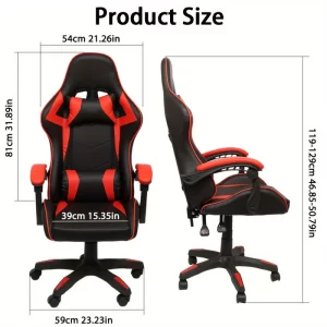 1 Pc Ergonomic Office High-Back Gaming Chair, Computer Racing Chair With Lumbar Support Headrest And Linkage Handrill