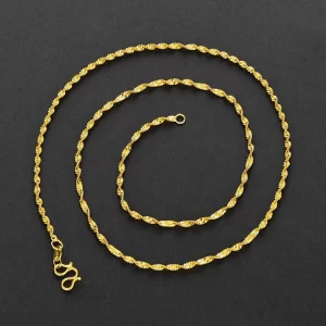 Real 14K Gold Color Necklace Chain for Women's Clavicle Chain Neck Collare for Girlfriend Fashion Birthday Jewelry Gift Not Fade