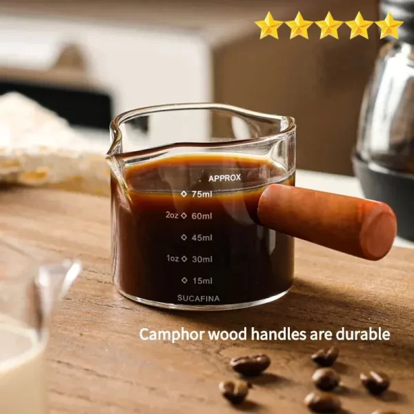 [Hot Sales] 75ml Glass Espresso Measuring Cup Double/Single Mouth Glass Milk Jug with Handle Glass Scale Measuring Mugs