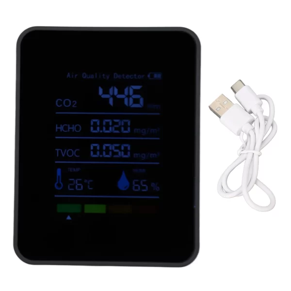 CO2 Detector Portable Battery Operated Carbon Dioxide HCHO TVOC Temp Humi 5 in 1 Meter Air Quality Monitor Air Quality Monitor