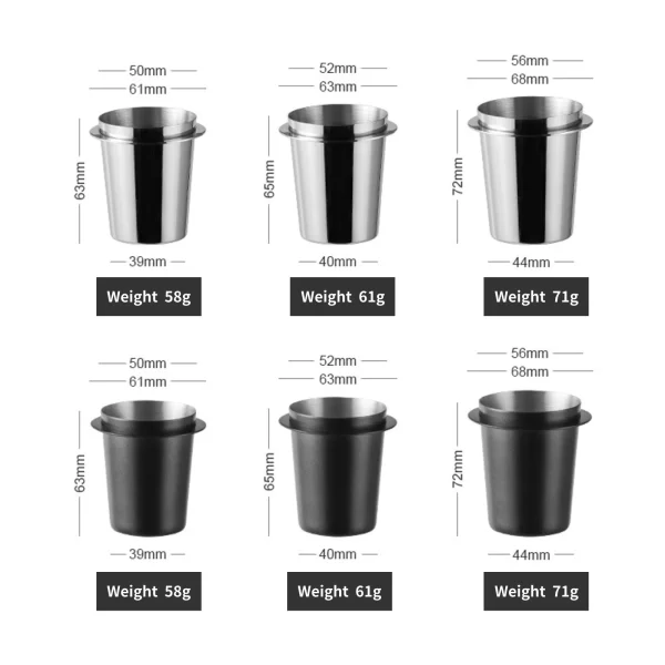 Coffee Dosing Cup Sniffing Mug for Espresso Machine Wear Resistant Stainless Steel Coffee Dosing Cup Drop Shipping 58/53/51mm