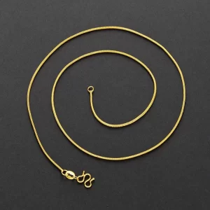 Real 14K Gold Color Necklace Chain for Women's Clavicle Chain Neck Collare for Girlfriend Fashion Birthday Jewelry Gift Not Fade