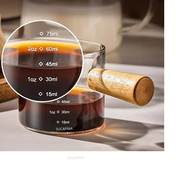 [Hot Sales] 75ml Glass Espresso Measuring Cup Double/Single Mouth Glass Milk Jug with Handle Glass Scale Measuring Mugs