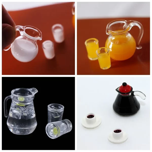 1/12 Scale Simulation Miniature Drinking Model Drinks Jug Cup Coffee Milk Lemon Water Orange Juice Doll Accessories