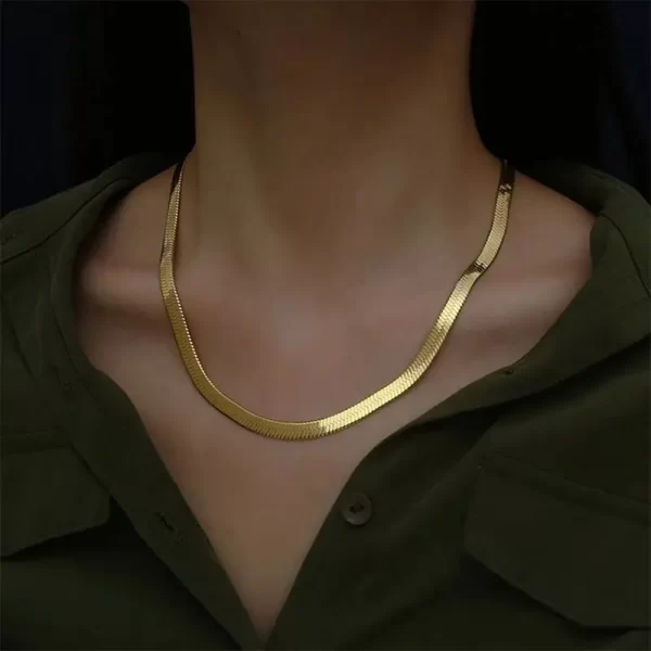 New in Gold 18 k 18/20/22/24 Inch 4MM Blade Men ​Women's Chain Necklace Luxury Designer Jewelry GaaBou Jewellery