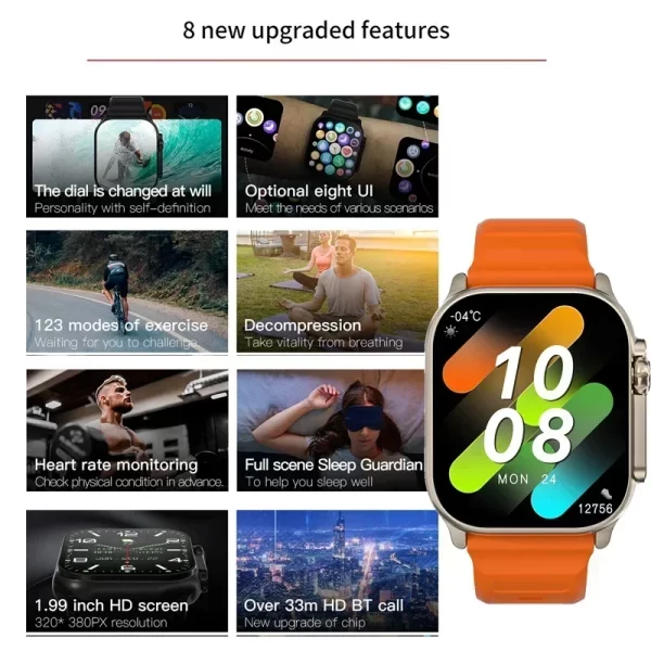 New Watch 8 Ultra Smart Watch 49mm 2024 New NFC Men Women GPS Track Bluetooth Call BT Music Games Wireless Charging Smartwatch