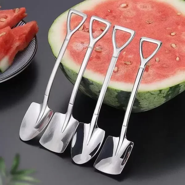 Shovel Spoons Fork Stainless Steel Tea Spoons Creative Coffee Spoon for Ice Cream Dessert Scoop Tableware Cutlery